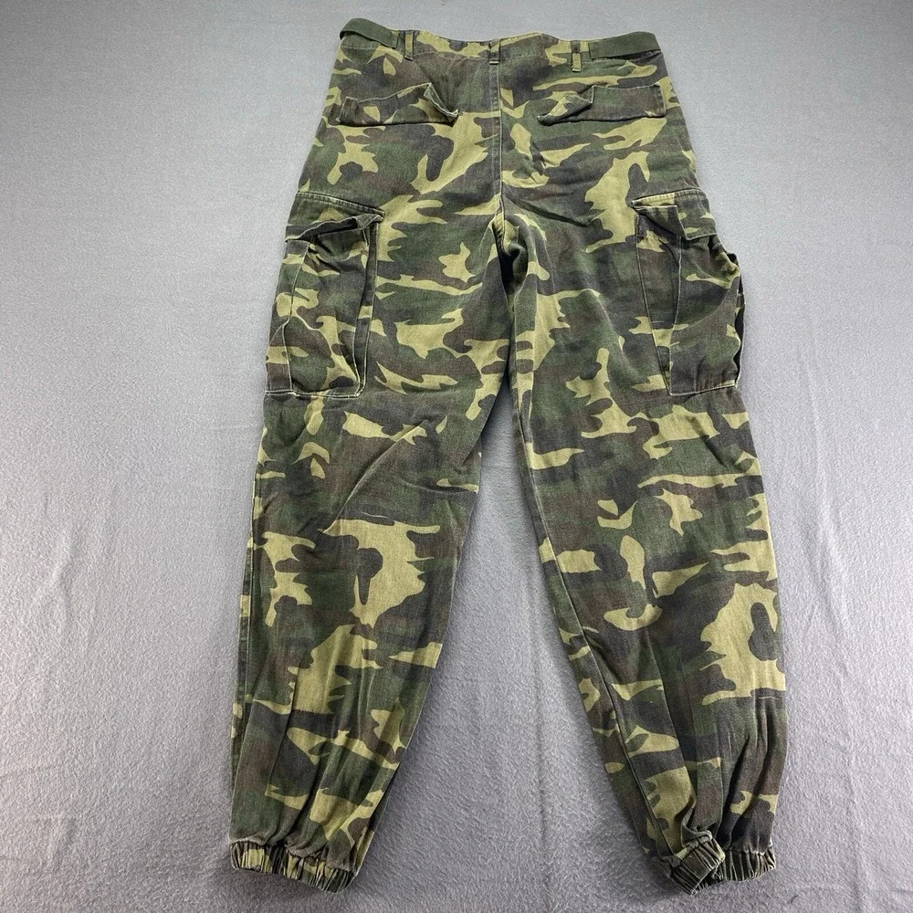 Fashion Nova Cargo Jogger Pants Mens Large Green Camo Adjustable Waist P1753